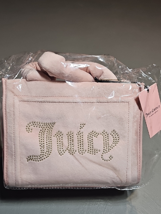 Juicy Couture Handbags - Juicy Couture Pink Mini Velour Logo Tote Crossbody Shoulder Hand Bag NWT